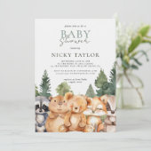 Niedliche Boho Woodland Animals Kinderdusche Einladung (Stehend Vorderseite)