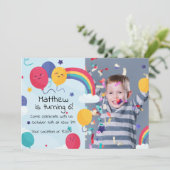 Niedliche Bollen und Regenbogen Geburtstagskarte Einladung (Stehend Vorderseite)