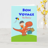 Niedliche Bön-Reise für Kinder, Junge auf Dinosaur Karte (Gelbe Blume)