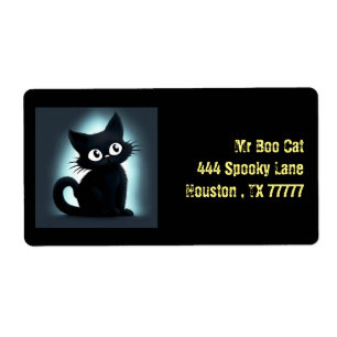 Niedliche Boo Black Cat Halloween-Rücksendeadresse