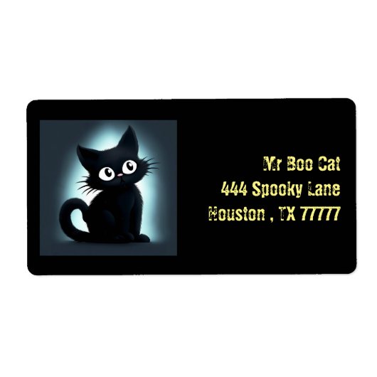 Niedliche Boo Black Cat Halloween-Rücksendeadresse (Vorne)