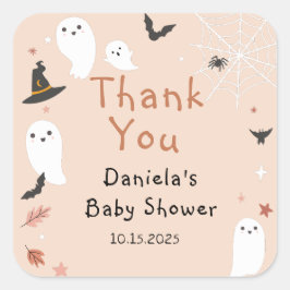 Niedliche Boo Halloween Kinderdusche Quadratischer Aufkleber