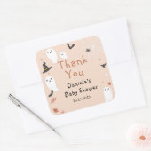 Niedliche Boo Halloween Kinderdusche Quadratischer Aufkleber (Umschlag)