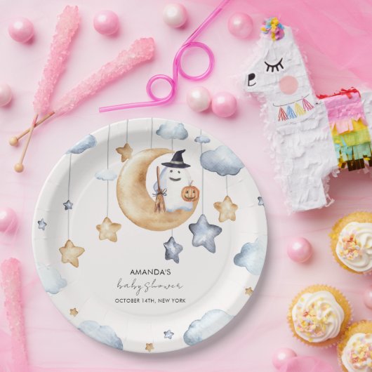 Niedliche Boo Moon Stars Kinderdusche Pappteller (Party)