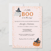 Niedliche Boo Pumpkin und Ghost Baby Dusche Einladung (Vorderseite)