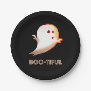 Niedliche boomreiche Halloween-Geisterkunst Pappteller