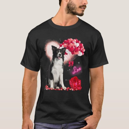 Niedliche Border Collie Ballon Herzlich Willkommen T-Shirt (Vorderseite)