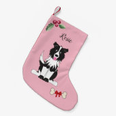 Niedliche Border Collie Dog Monogramm Kleiner Weihnachtsstrumpf (Vorderansicht (hängend))