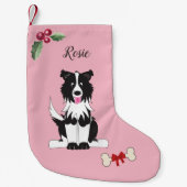 Niedliche Border Collie Dog Monogramm Kleiner Weihnachtsstrumpf (Vorderseite)
