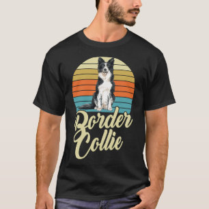 Niedliche Border Collie Dog Vintag Retro T-Shirt