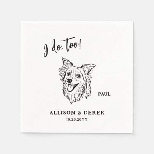 Niedliche Border Collie Dog Wedding Serviette (Vorderseite)