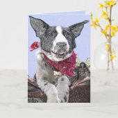 Niedliche Border Collie Mix Hund Sketch Kunst, Dic Karte (Gelbe Blume)