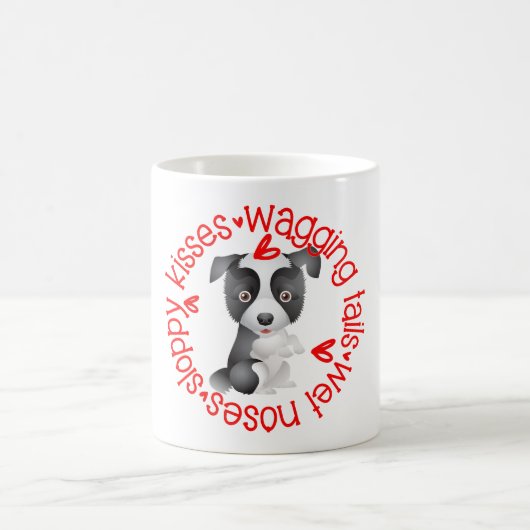 Niedliche Border Collie, schlampige Küsse Kaffeetasse (Mittel)