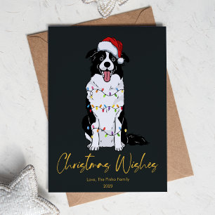 Niedliche Border Collie Tree Christmas Flat Feiertagskarte