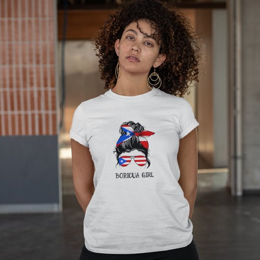 Niedliche Boricua Girl Puerto Rico Flag T-Shirt