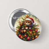 Niedliche, bösartige Katze im Weihnachtsbaum Button (Vorne & Hinten)
