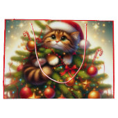 Niedliche, bösartige Katze im Weihnachtsbaum Große Geschenktüte (Rückseite)