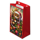 Niedliche, bösartige Katze im Weihnachtsbaum Kleine Geschenktüte (Vorderseite Schrägansicht)