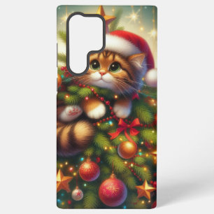 Niedliche, bösartige Katze im Weihnachtsbaum Samsung Galaxy Hülle