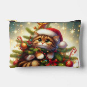 Niedliche, bösartige Katze im Weihnachtsbaum Zubehörtasche