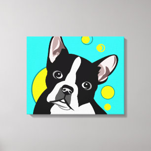 Niedliche Boston-Terrier-Leinwand-Kunst Leinwanddruck