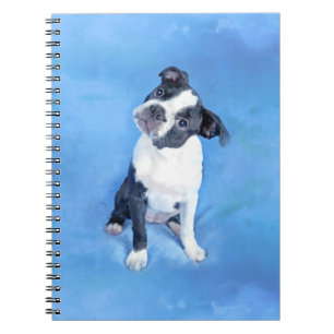 Niedliche Boston-Terrier-Welpen-Malerei Notizblock