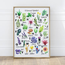 Niedliche botanische Blume Alphabet Baby Kinderzim