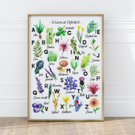 Niedliche botanische Blume Alphabet Baby Kinderzim Poster