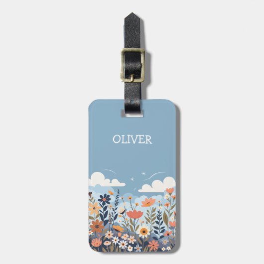 Niedliche botanische Elegante Wildblumen Personali Gepäckanhänger (Vorderseite vertikal)