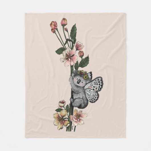 Niedliche botanische Koala Beary Watercolor Illust Fleecedecke (Vorderseite)