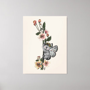 Niedliche botanische Koala Beary Watercolor Illust Leinwanddruck