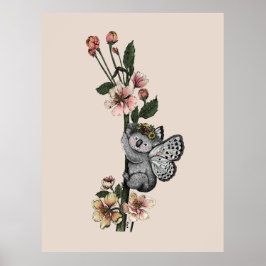 Niedliche botanische Koala Beary Watercolor Illust Poster