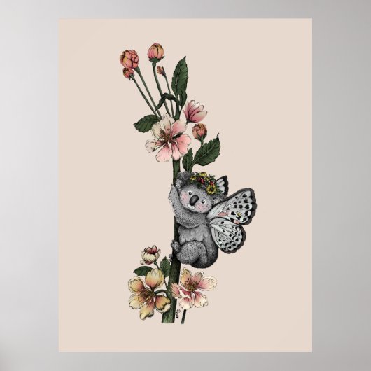 Niedliche botanische Koala Beary Watercolor Illust Poster (Vorne)