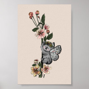 Niedliche botanische Koala Beary Watercolor Illust Poster