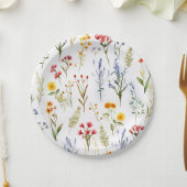 Niedliche Botanische Wildblume Kinderdusche Pappteller