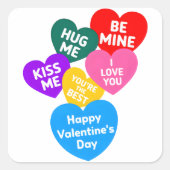 Niedliche Botschaften der Liebe am farbigen Valen Quadratischer Aufkleber (Vorderseite)