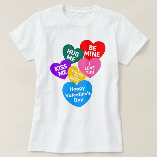 Niedliche Botschaften der  Liebe am farbigen Valen T-Shirt (Design vorne)