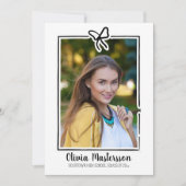 Niedliche Bow Frame Foto Open House Graduation Par Einladung (Vorderseite)