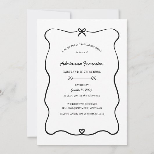 Niedliche Bow-Herzinsuffizienz Einladung (Vorderseite)