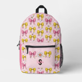 Niedliche Bow Pencil Coquette Retro Monogramm Bedruckter Rucksack (Vorderseite)