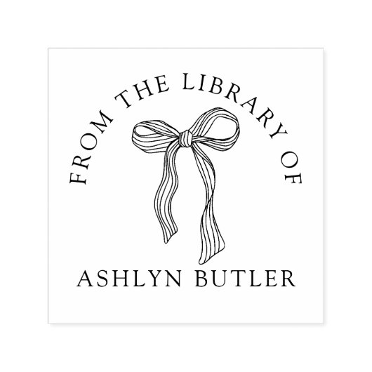 Niedliche Bow Personal Library Book Self-Inking Br Permastempel (Design)