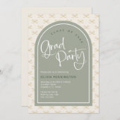 Niedliche Bows zeigen grüne Graduierungspartei Einladung (Vorne/Hinten)
