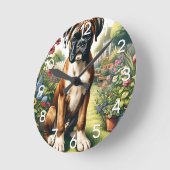 Niedliche Boxer-Hundehalterung Runde Wanduhr (Winkel)