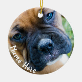 Niedliche Boxer-Welpen-Weihnachtsverzierung Keramik Ornament
