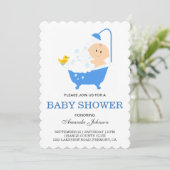 Niedliche Boy Bubble Bath Baby Dusche Einladung (Stehend Vorderseite)