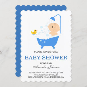 Niedliche Boy Bubble Bath Baby Dusche Einladung