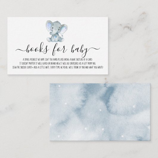 Niedliche Boy Elephant Books für Babydusche Begleitkarte (Vorne/Hinten)