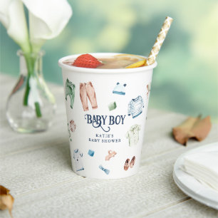 Niedliche Boy Kleidung Kinderwagen Kinderdusche Pappbecher