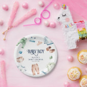 Niedliche Boy Kleidung Kinderwagen Kinderdusche Pappteller (Party)