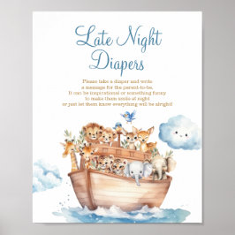 Niedliche Boy Noah's Ark Baby Dusche Spate Night D Poster